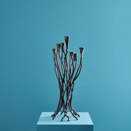 Roots Kandelaar Zwart, Aluminium, 25 x 22 x 63,5 cm