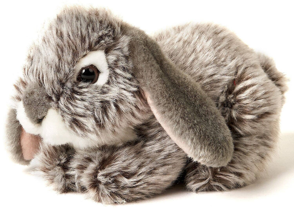 Lying grey lop-eared bunny plush