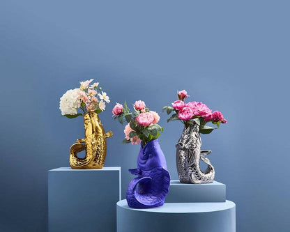 Gouden Blubb Vis Sculptuur/Vaas