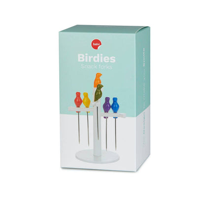 Snack fork, Birdies, x6, Stainless steel/ABS