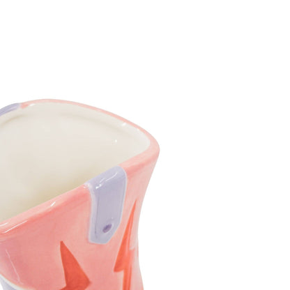 Flower vase - Boot-shaped vase - Ceramic - Pink/Lilac - 16.5x10.5x26.5cm