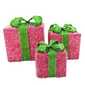 LED-kerstcadeau - S3 - Polystyreen - Roze/Groen - 15/20/25 cm