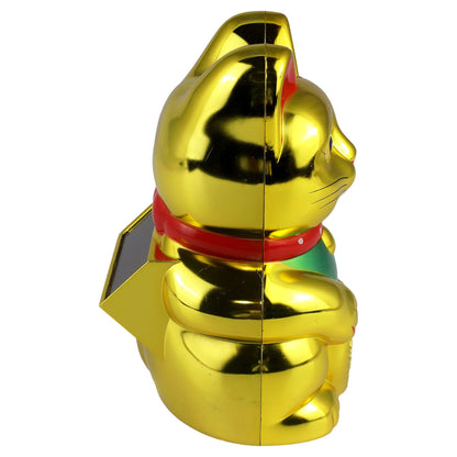 Golden solar lucky cat 10.5 cm