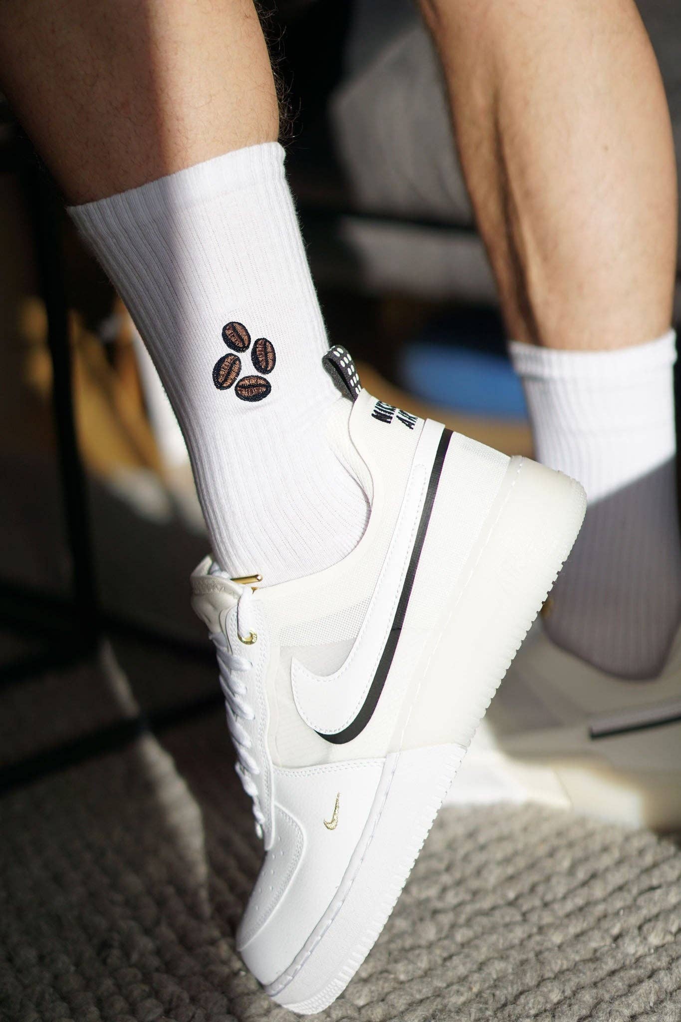 Coffee Bean Embroidered Socks