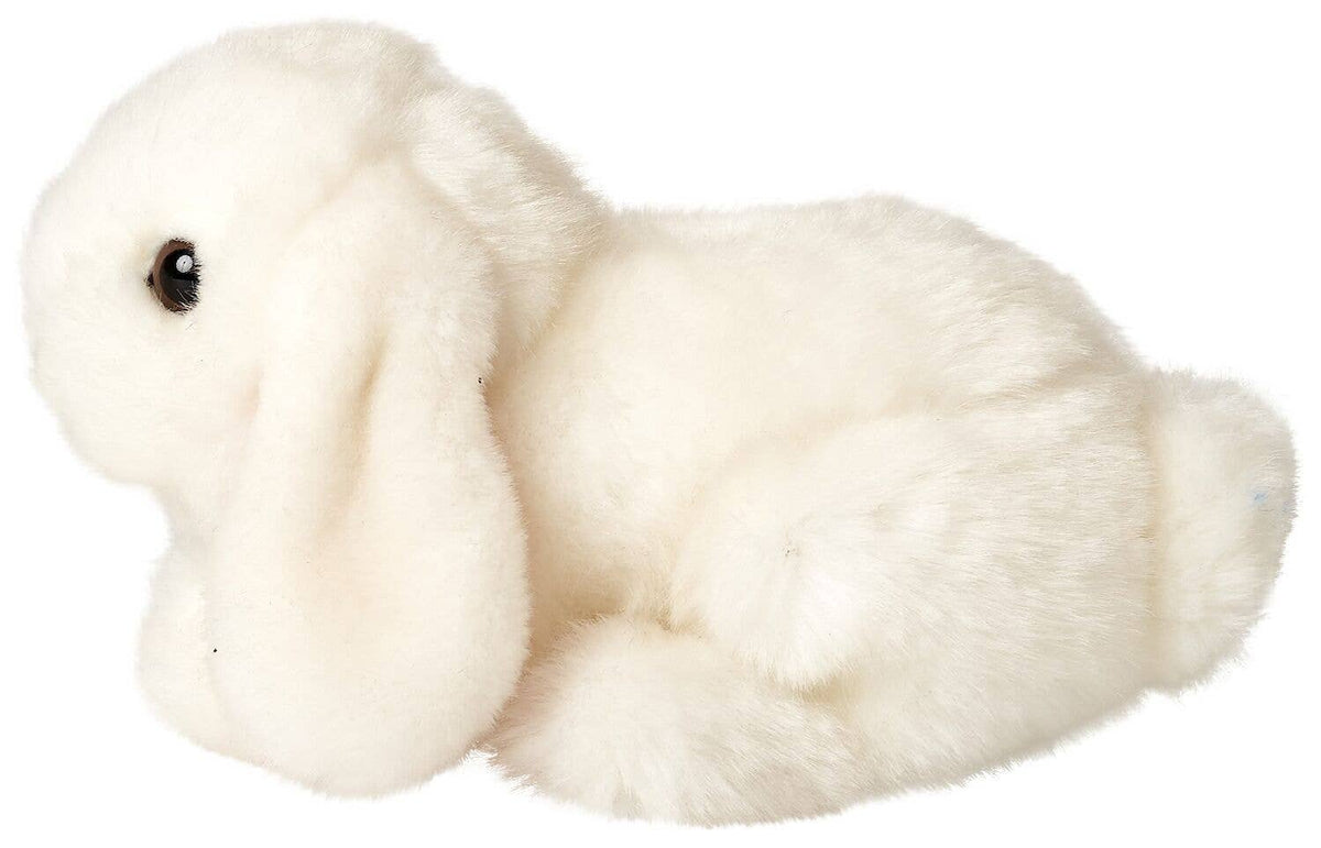 White lop-eared rabbit plush lying down
