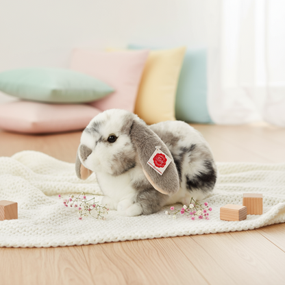 Grijs-wit pluche konijn