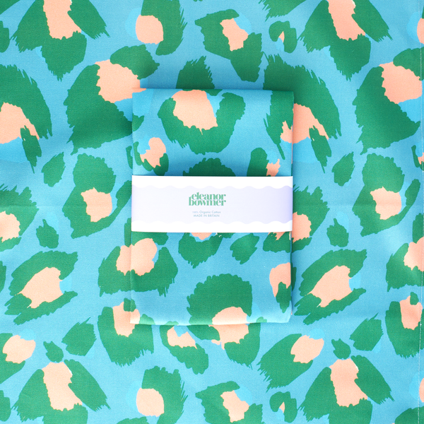 Blue &amp; Green Leopard Print Tea Towel