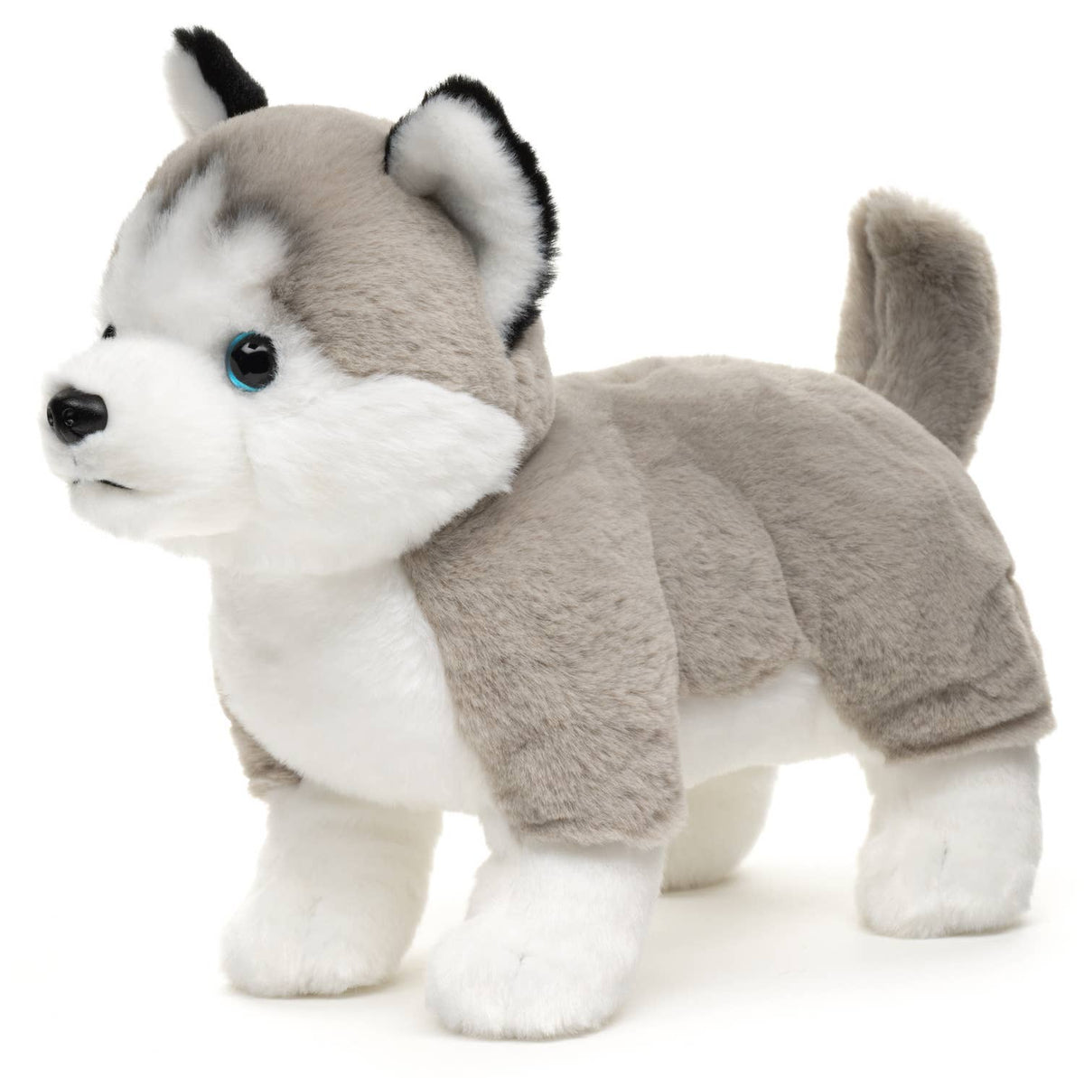 Standing grey husky plush toy