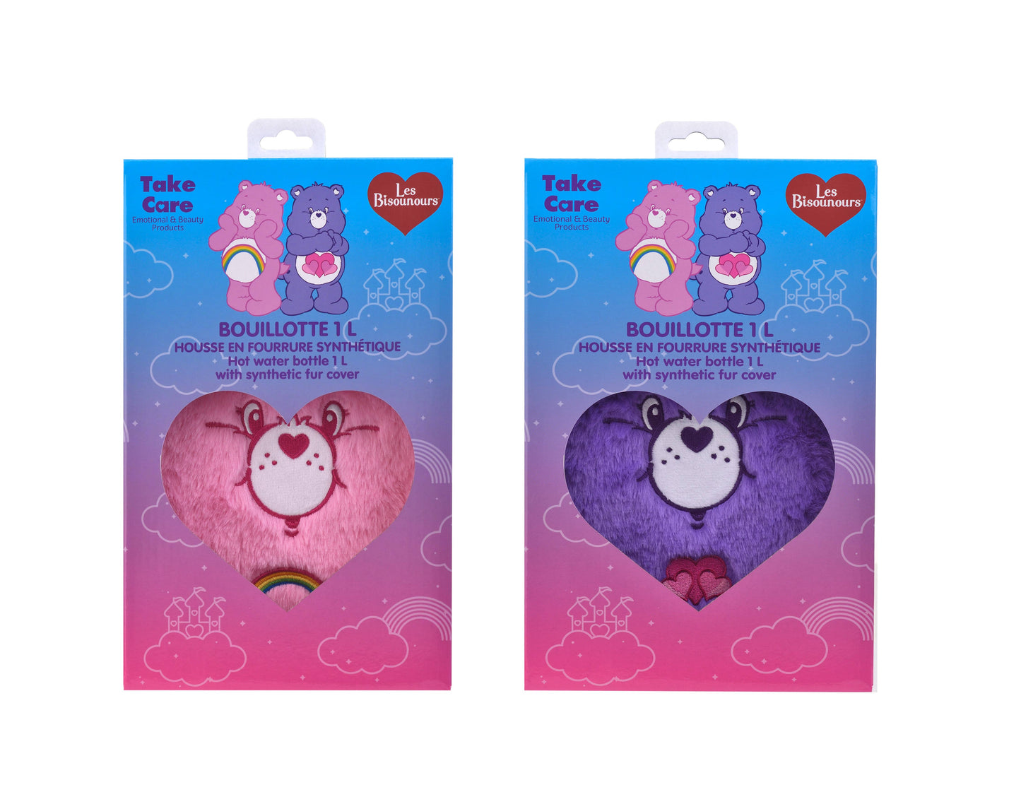 😍 Warmwaterkruik met hoes en Care Bears-print, warmwaterkruik voor warmtetherapie, warm water, rubber, koud, winter, kind, volwassene