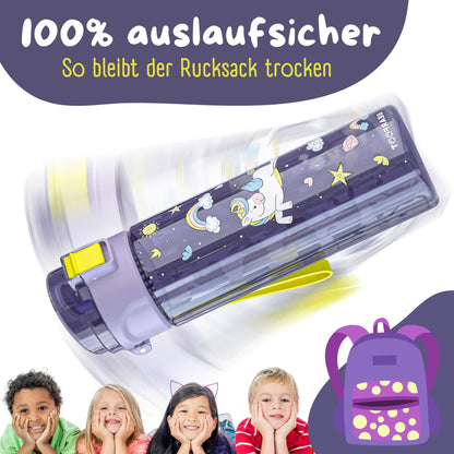 Trinkflasche Kinder, 500ml, leichte Wasserflasche - Einhorn