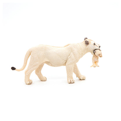 White Lioness figurine with cub