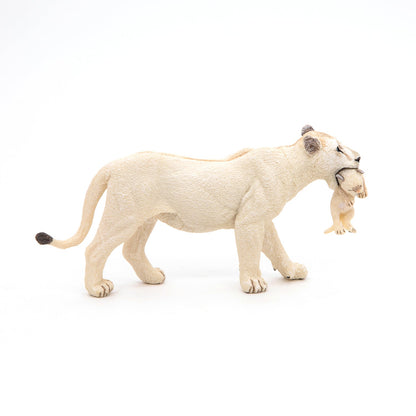 White Lioness figurine with cub