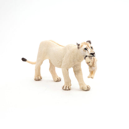 White Lioness figurine with cub