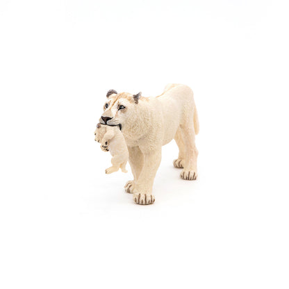 White Lioness figurine with cub