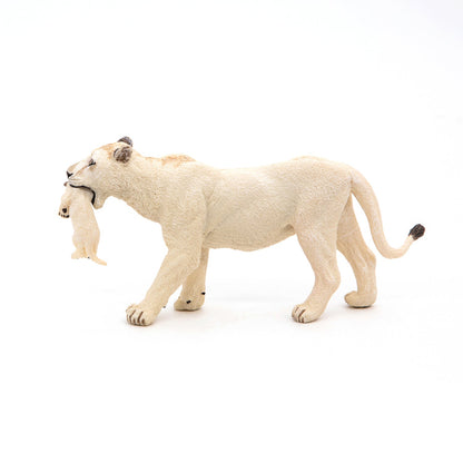 White Lioness figurine with cub