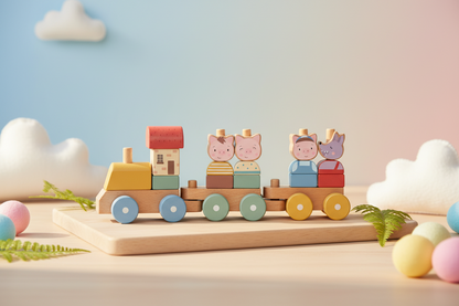 Wooden Train The Three Little Pigs