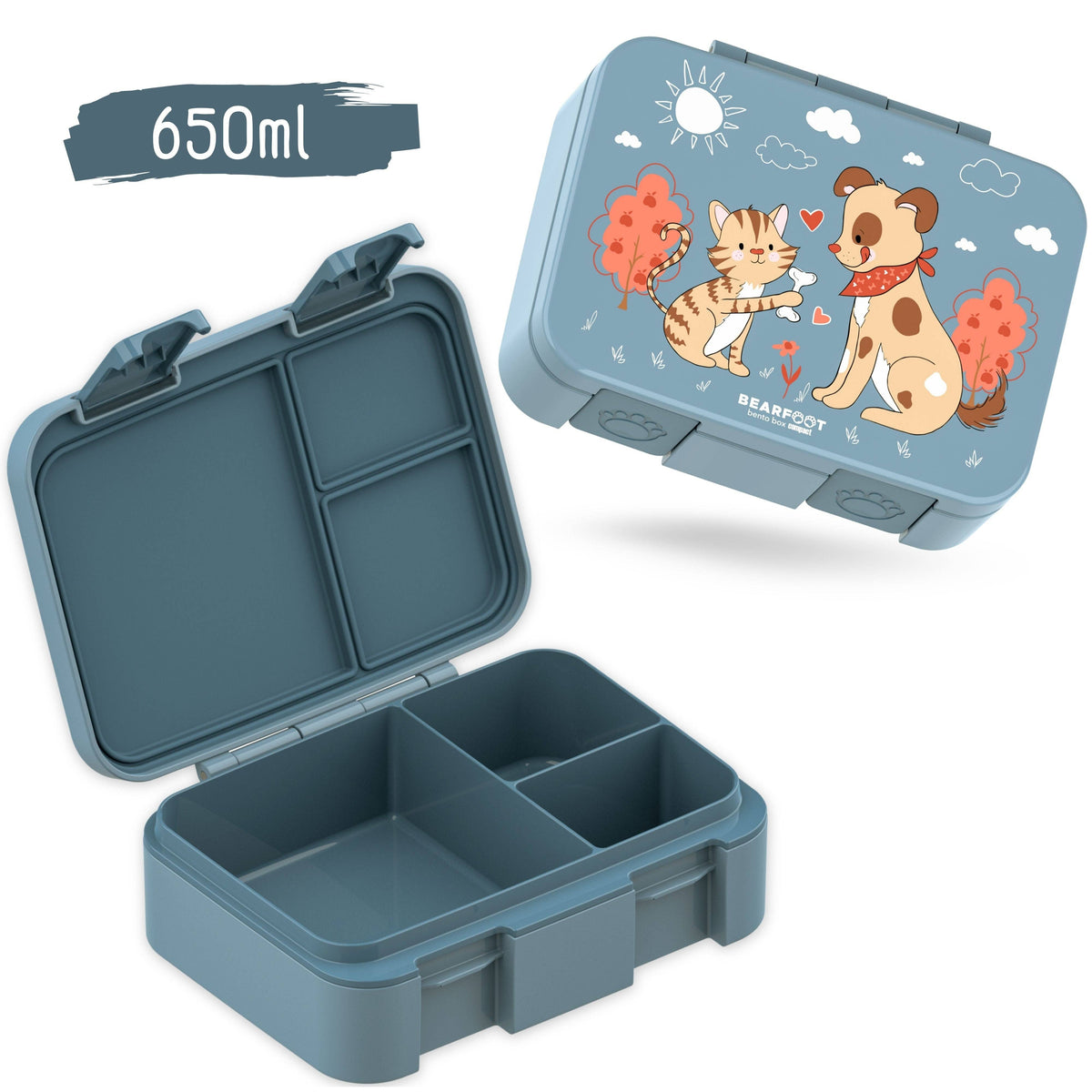 Lunch box with compartments, lightweight & leak-proof - Dog & Cat