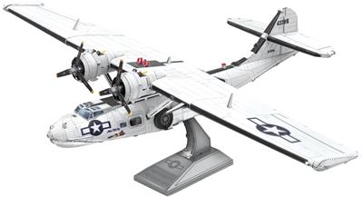 MetalEarth Aviation: CONSOLIDATED PBY CATALINA 21x13,5x7cm, maquette 3D en métal avec 3 feuilles, sur carte, 14+