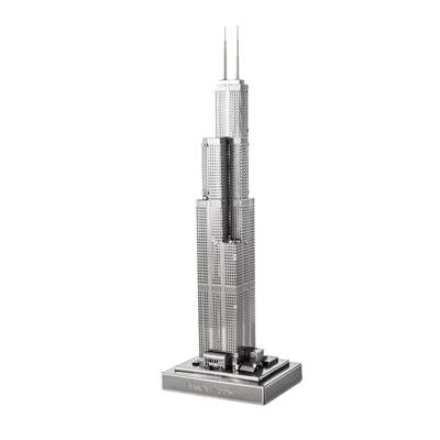 MetalEarth: ICONX - SEARS TOWER 15,24x5,7x4cm, maquette 3D en métal avec 1 feuille, en boîte 13,5x22x2cm, 14+