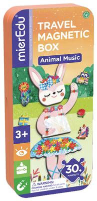 MierEdu BOÎTE DE PUZZLE MAGNÉTIQUE voyage: ANIMAUX 9x3,3x20,3cm, contient 2 scènes et plus de 30 pièces de puzzle magnétiques, dans une boîte en métal, 3+