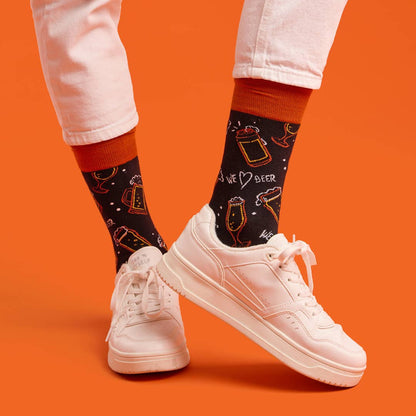 Fun unisex seamless cotton SOCKS BEER print