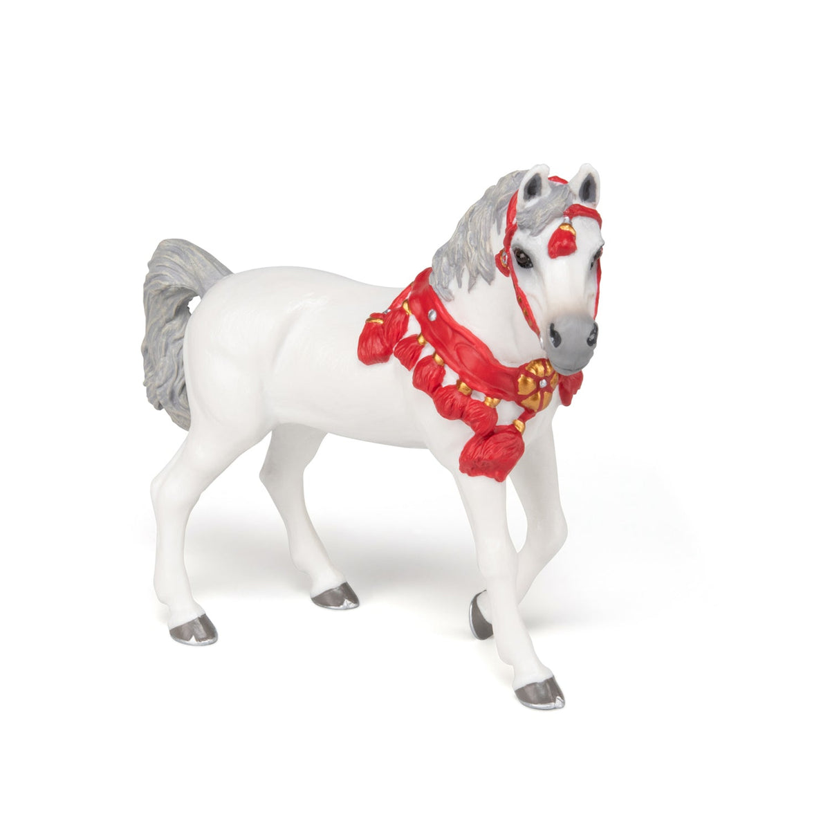 White Arabian Horse figurine in parade attire
