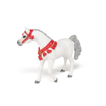 White Arabian Horse figurine in parade attire