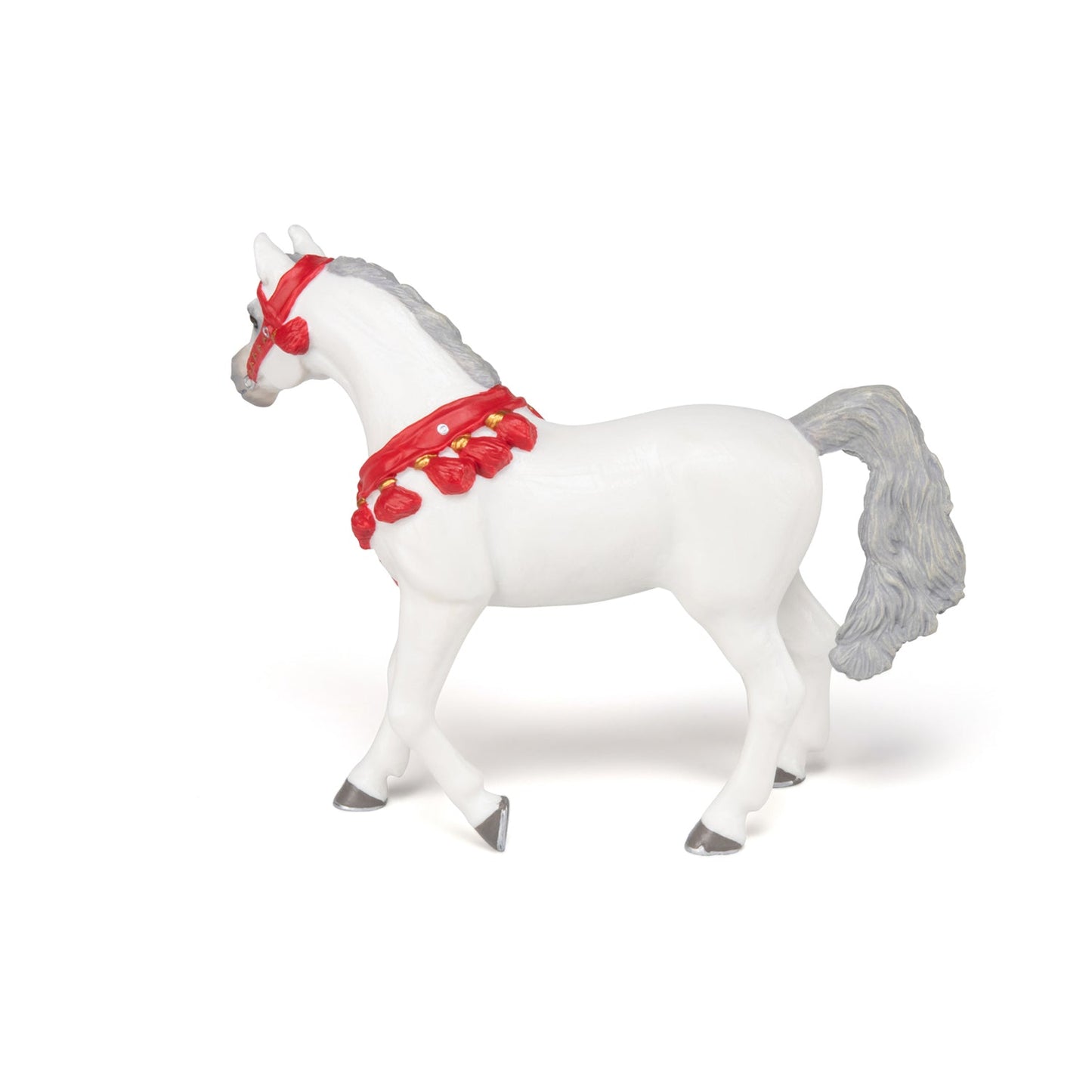 White Arabian Horse figurine in parade attire