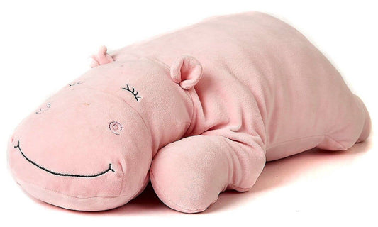 Cushion - pink hippopotamus - ultra soft - cuddly toy/plush