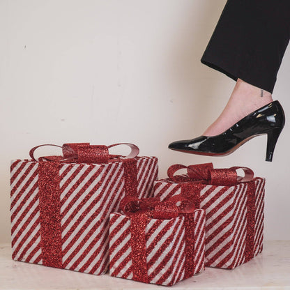 LED Christmas Gift - S3 - Polystyrene - Red/White - 15/20/25cm