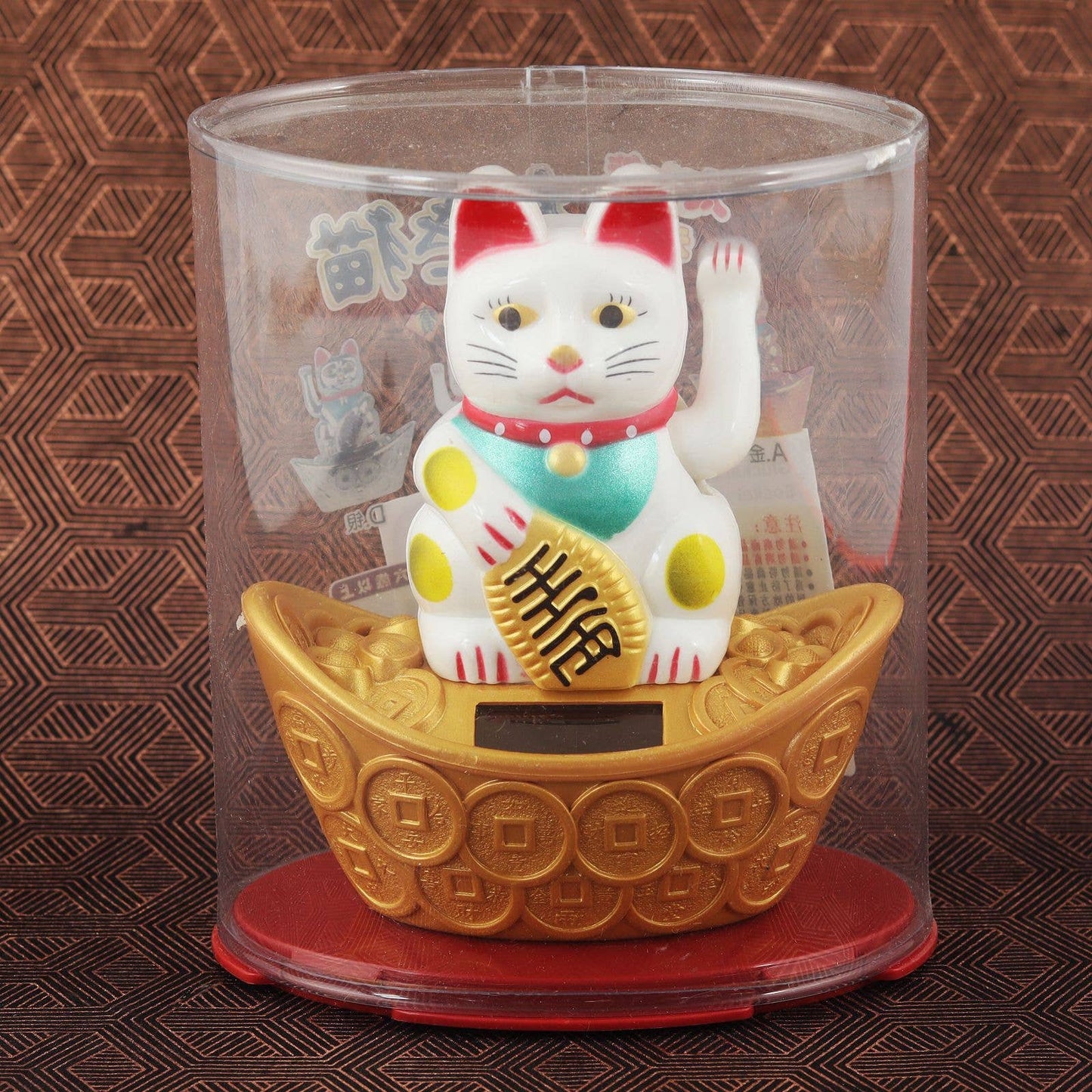 White Solar Lucky Cat 10cm