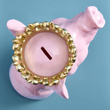 Porky Mr. Krone Money Box, Pink Poly, 34 x 24 x 28 cm