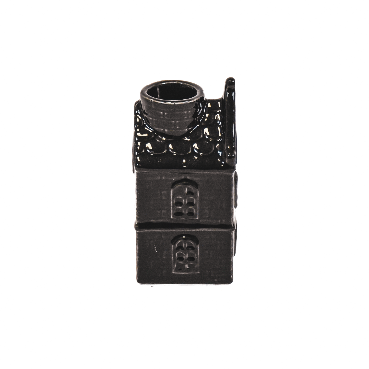 Kandelaar - Woondecoratie - Keramiek - Zwart - 6x5,5x11cm