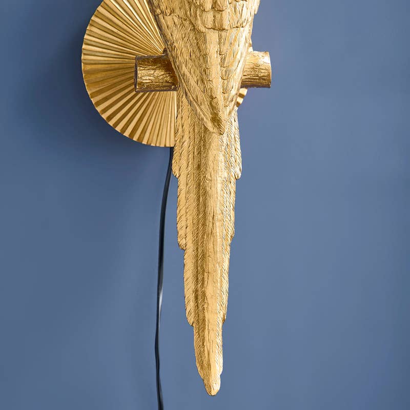Percy Parrot Wall Sconce, Gold/Turquoise