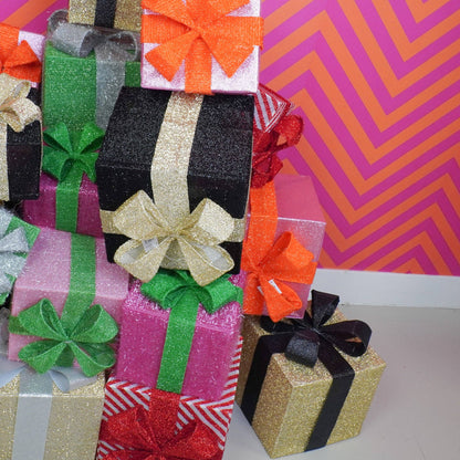 LED Christmas Gift - S3 - Polystyrene - Black/Gold - 15/20/25 cm