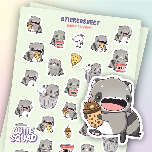 Whimsical Raccoons Sticker Sheets