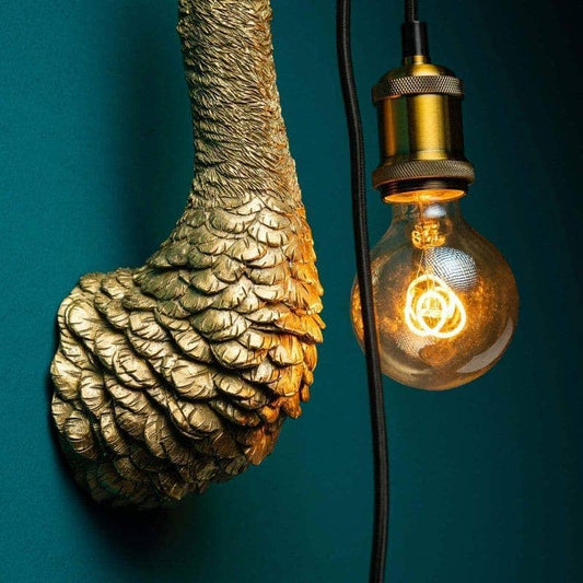 Baby FJ wandlamp, goudkleurig, 10 x 15 x 35 cm, E27 fitting, 2 m kabel