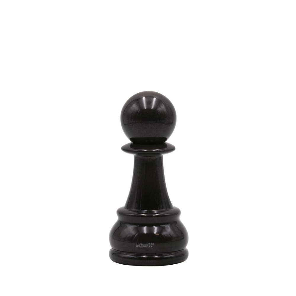 "Chess" spice mill, black high-gloss lacquered beechwood pawn
