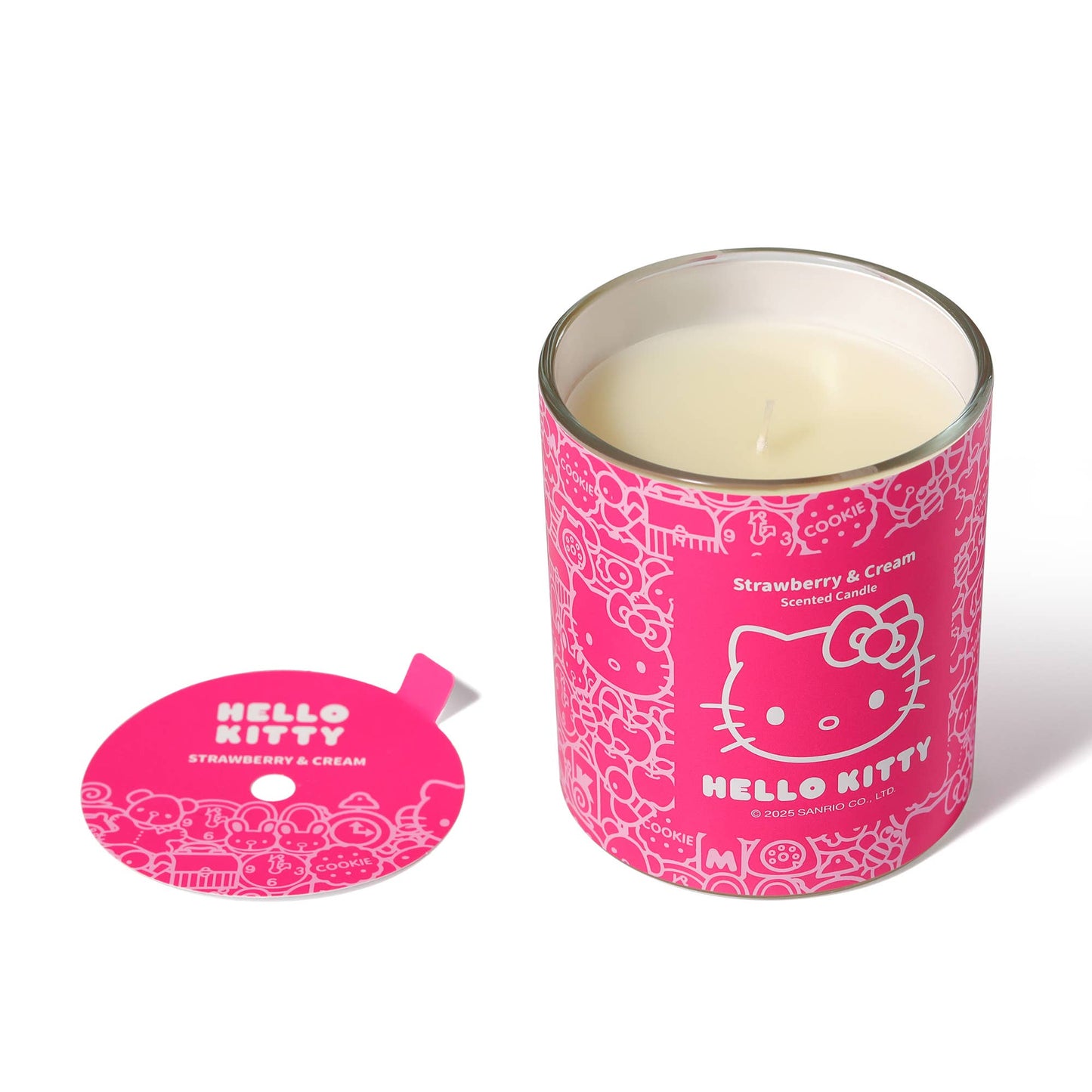 Originele Hello Kitty-kaars met print, geur van aardbei en room.