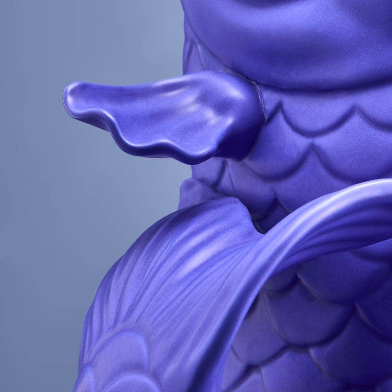 Blubb sculptuur/vaas, matblauw steengoed, 35 x 30 x 44 cm