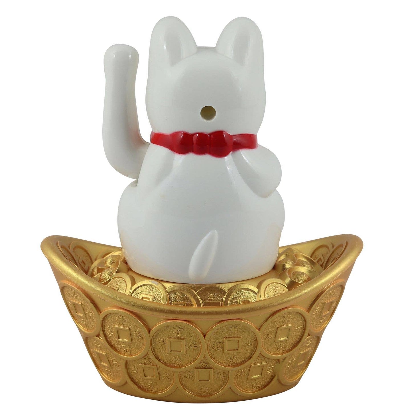 White solar lucky cat 14cm