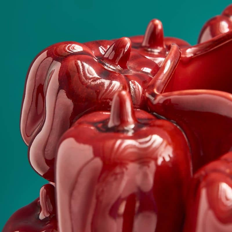 Vase Paprika Rouge, Grès, 25 x 25 x 31 cm Fait main