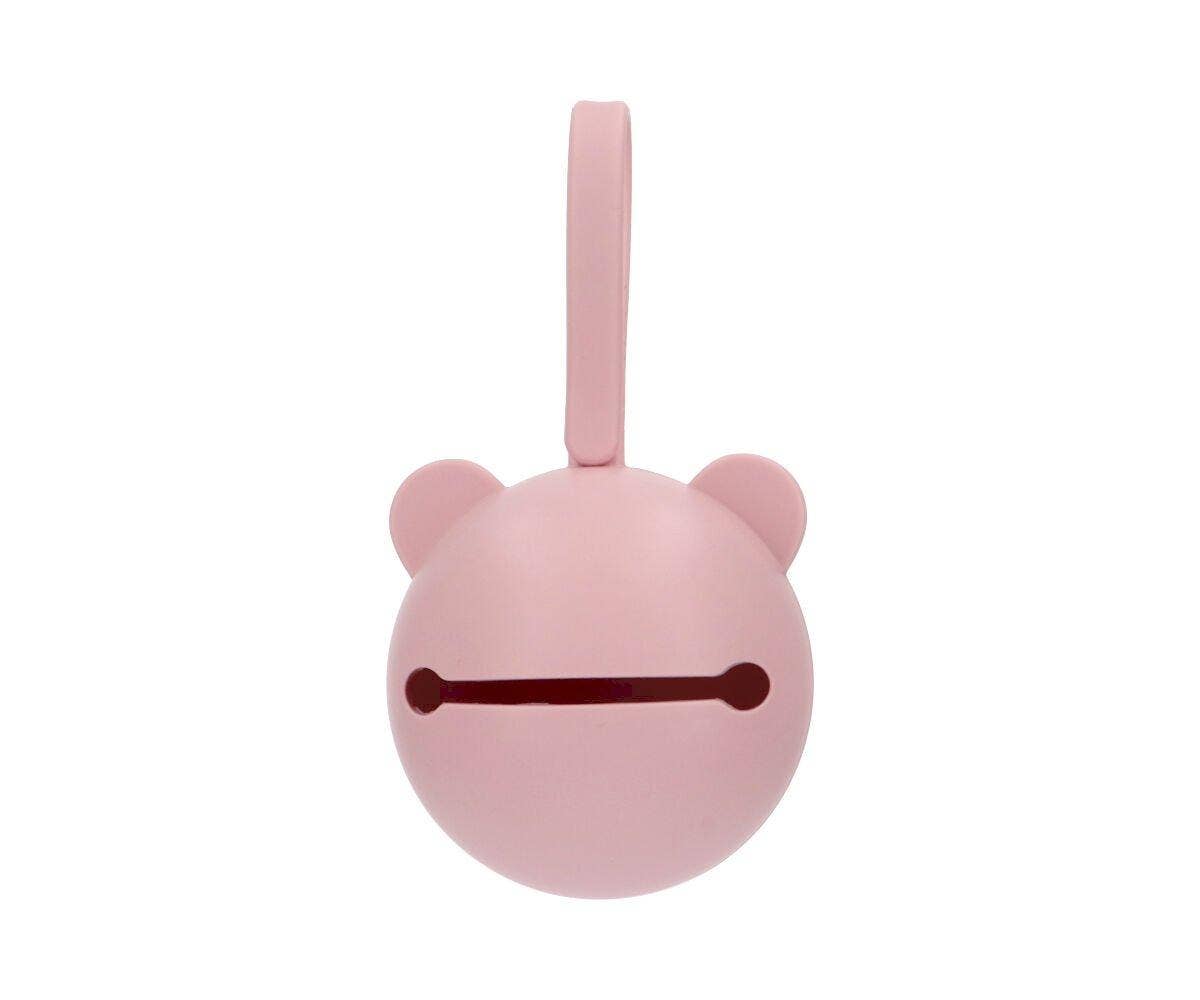 Pink Bear Silicone Soother Clip