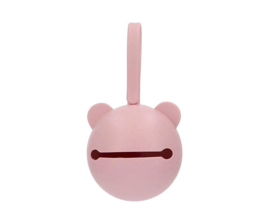 Pink Bear Silicone Soother Clip