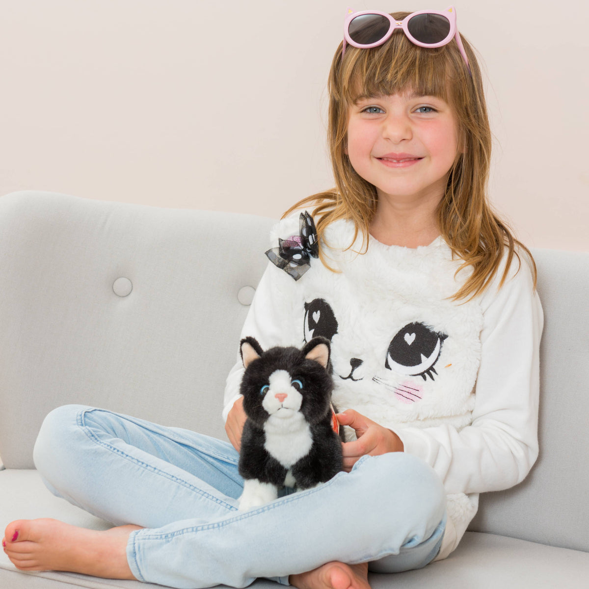 Standing Tuxedo Cat Plush – 20 cm
