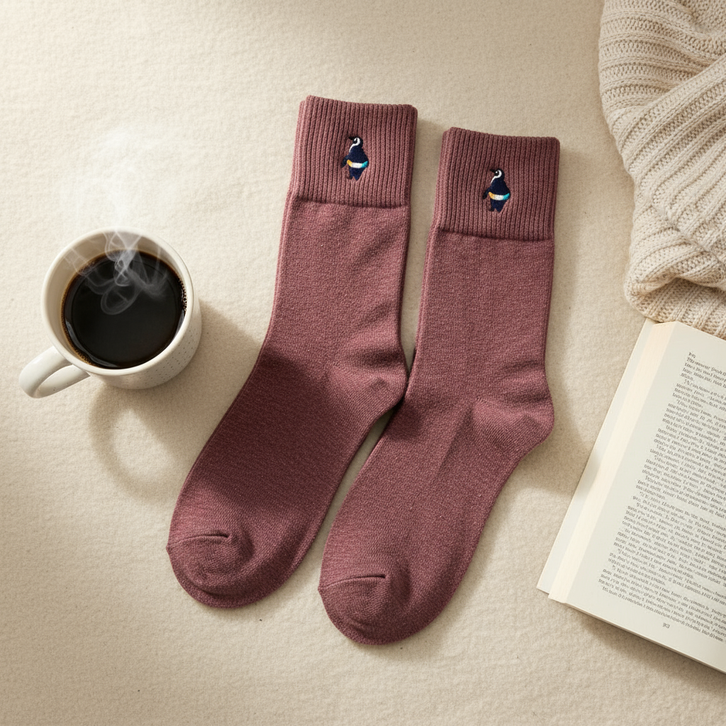 Embroidered Penguin Socks