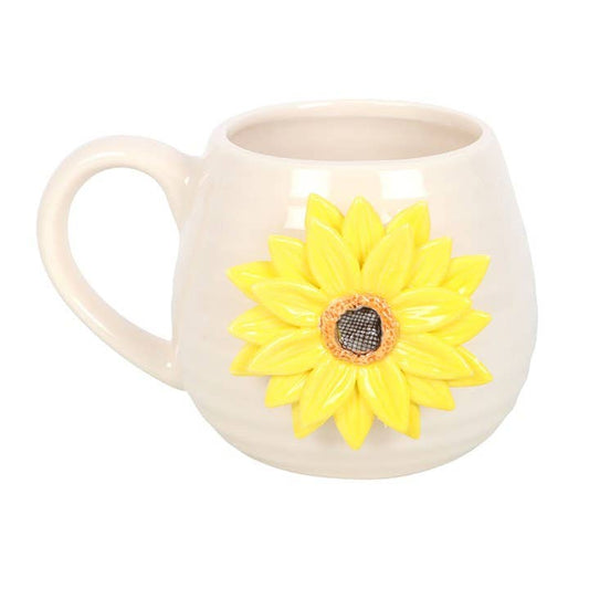 Tasse arrondie « Hello Sunshine » avec tournesol 3D