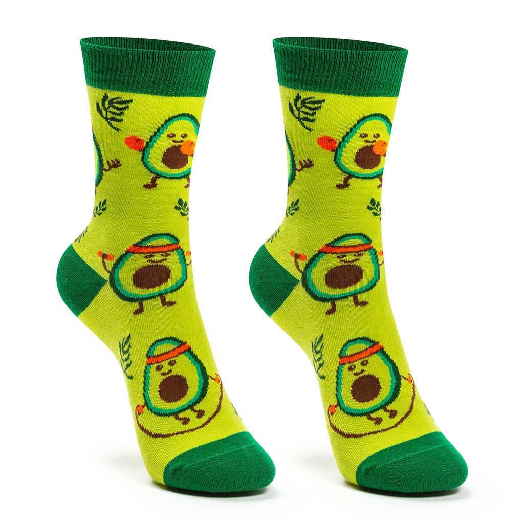 Kids' cotton socks, durable and fun. Avocado