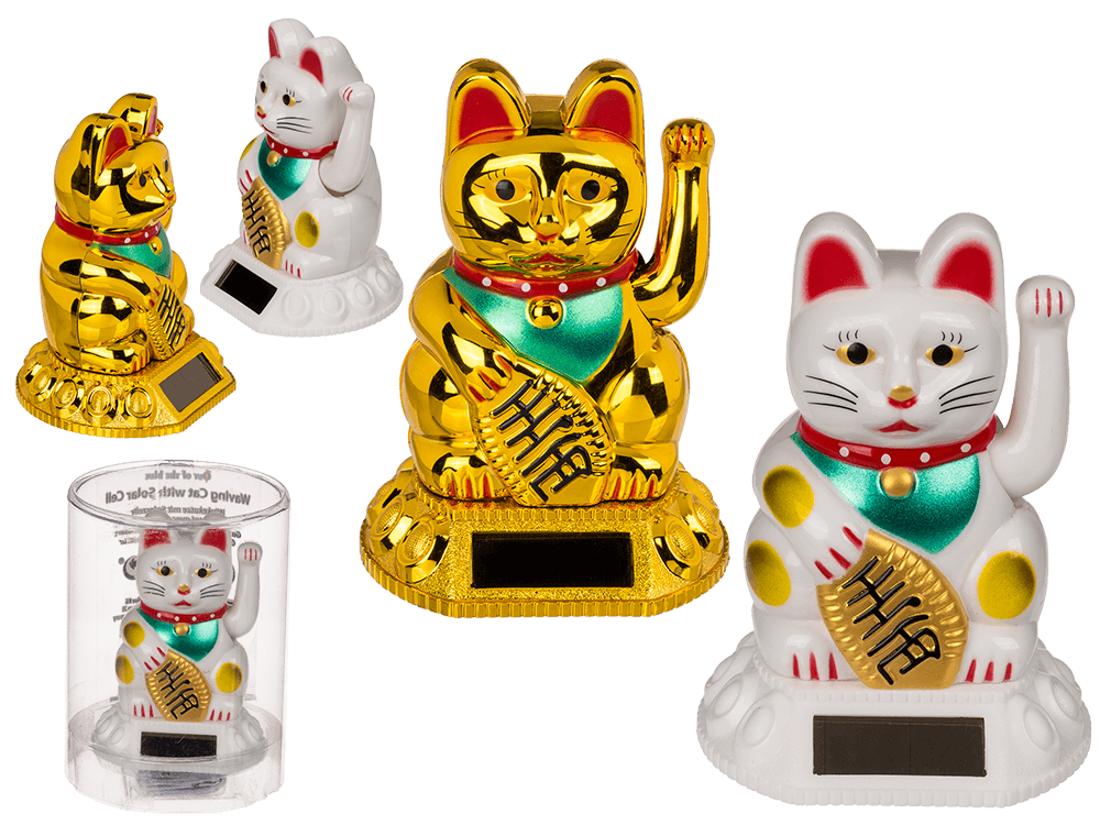 Mini Solar White Lucky Cat