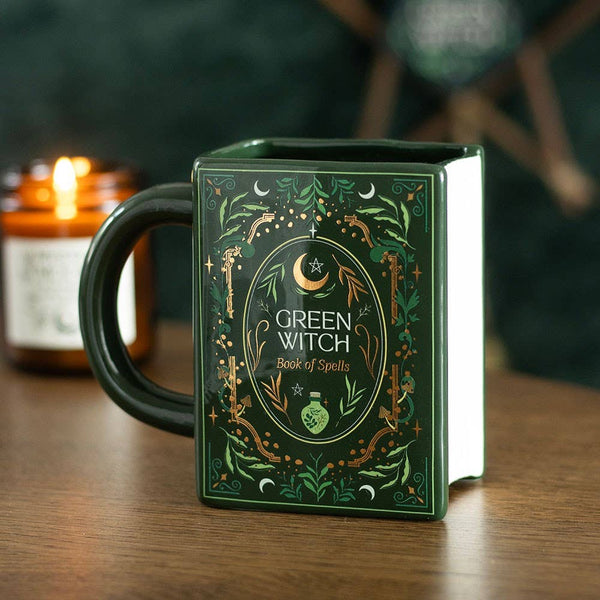 Green Witch "Spell Book" Book-Shaped Mug